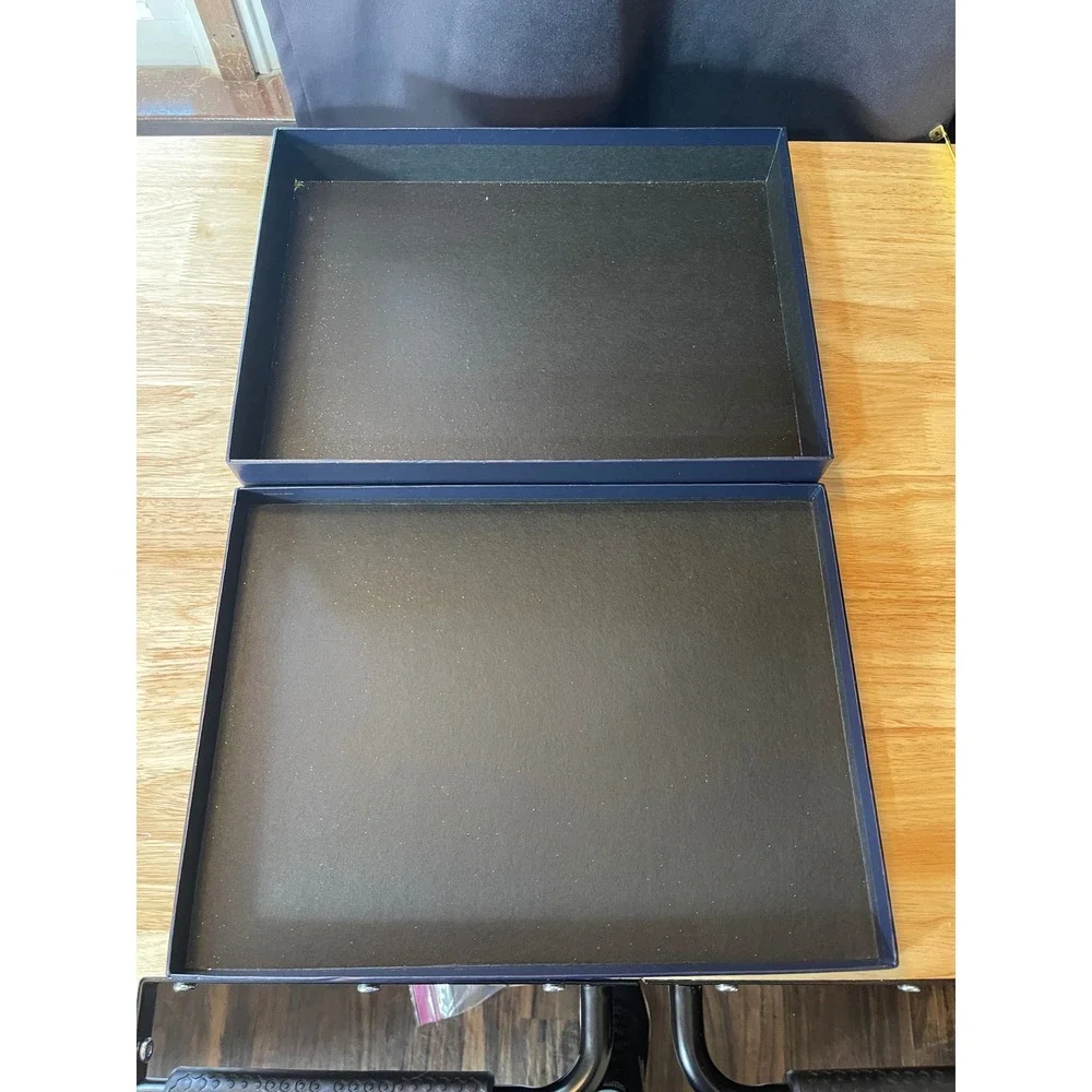 Ralph Lauren Navy Blue Gold Logo‎ Gift Box 13.5x10.25x1.75 Large Storage Box